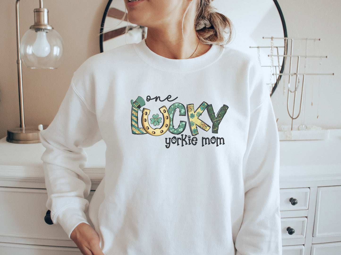 St Patricks Day Yorkie Dog Mom Sweatshirt