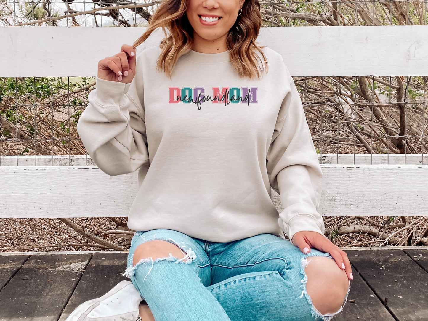 Retro Newfie Dog Mom Sweatshirt