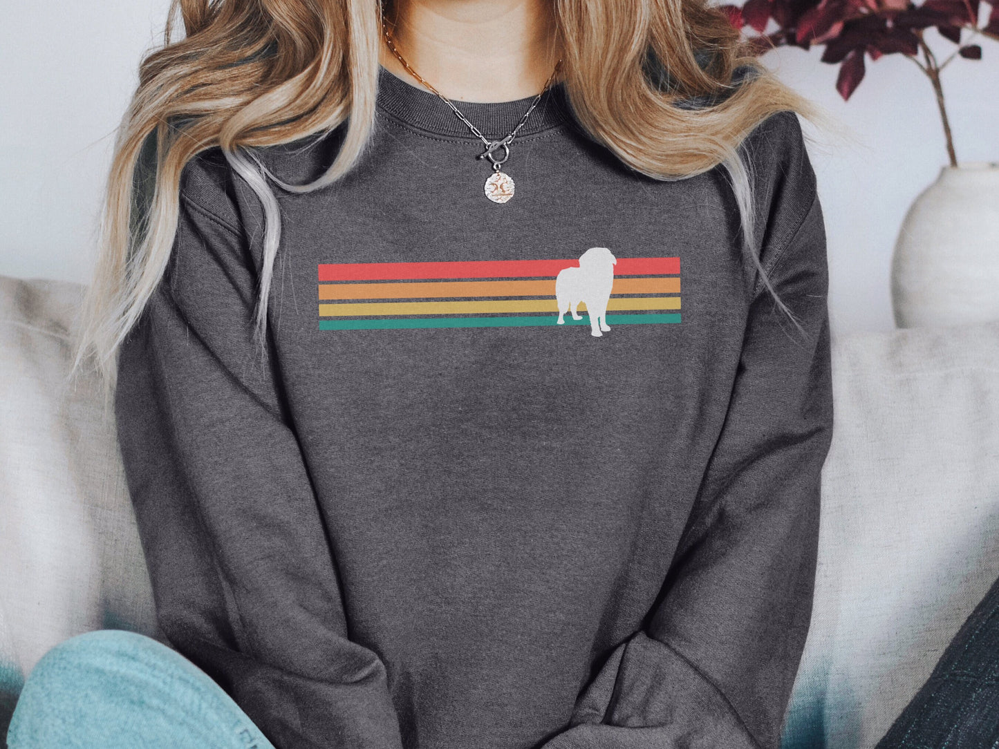 Retro Newfie Dog Mom Sweatshirt
