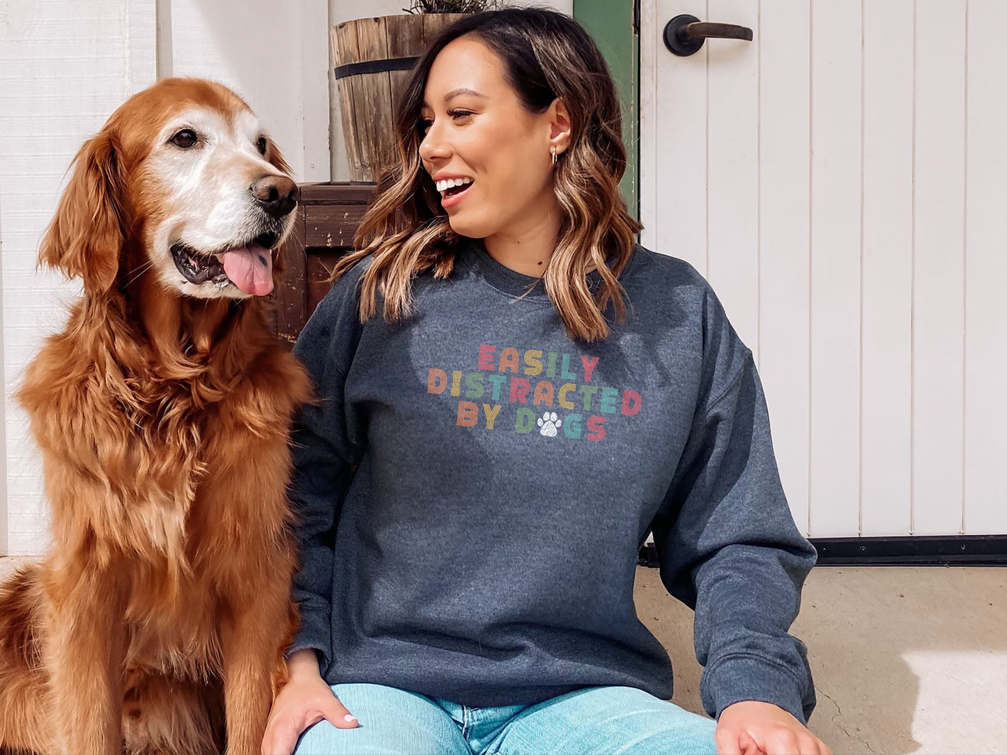 Retro Easily Distracted by Dogs Sweatshirt