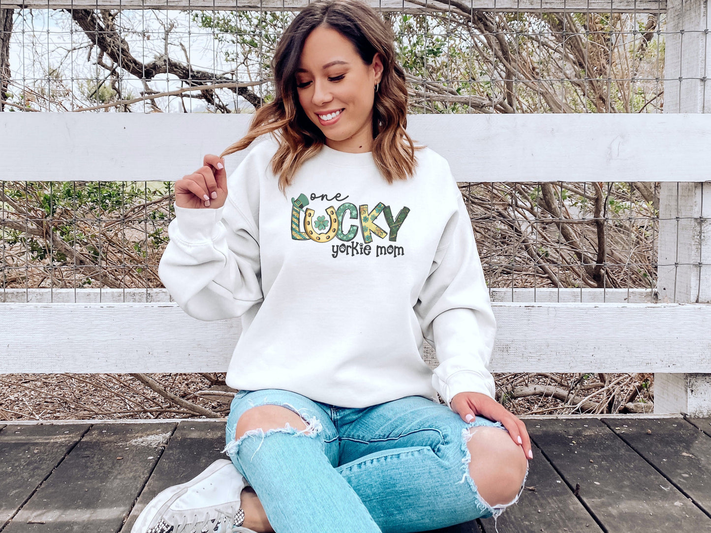 St Patricks Day Yorkie Dog Mom Sweatshirt