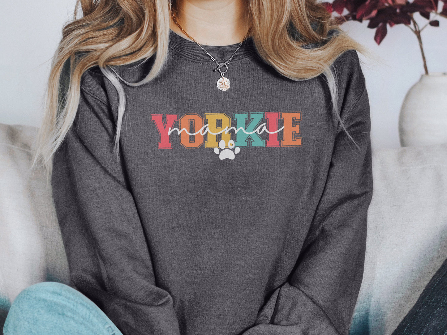 Retro Yorkie Dog Mom Sweatshirt