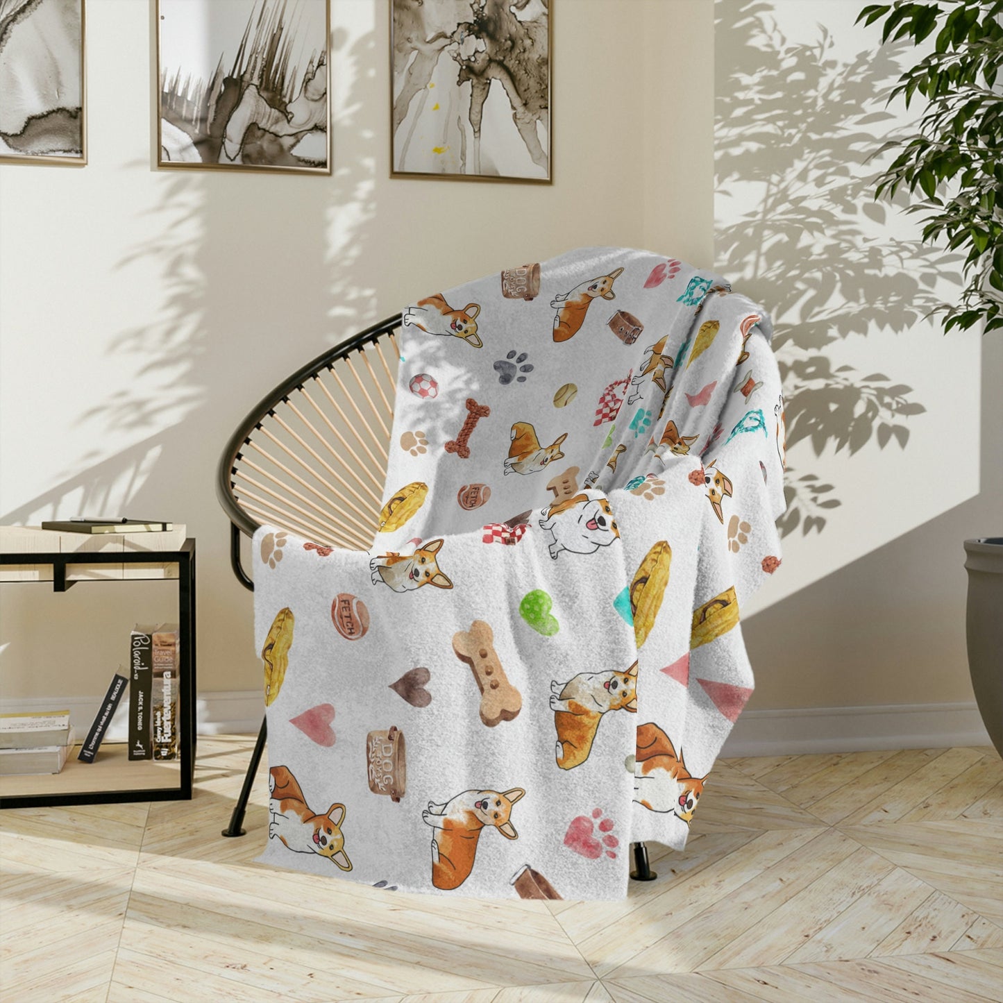 Plush corgi dog mom minky blanket