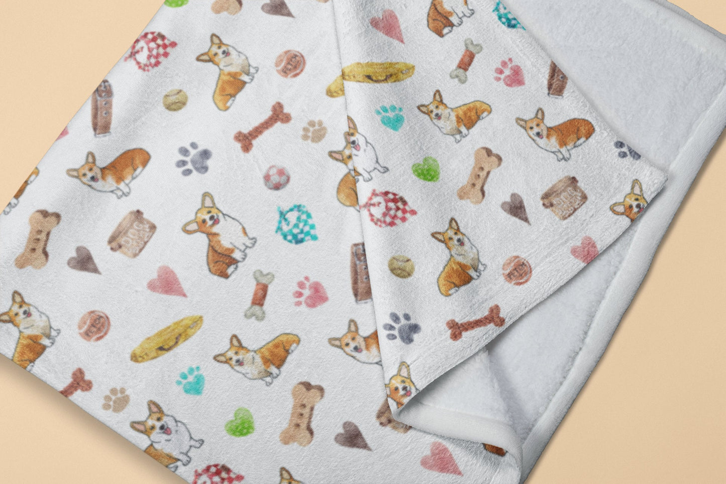Plush corgi dog mom minky blanket