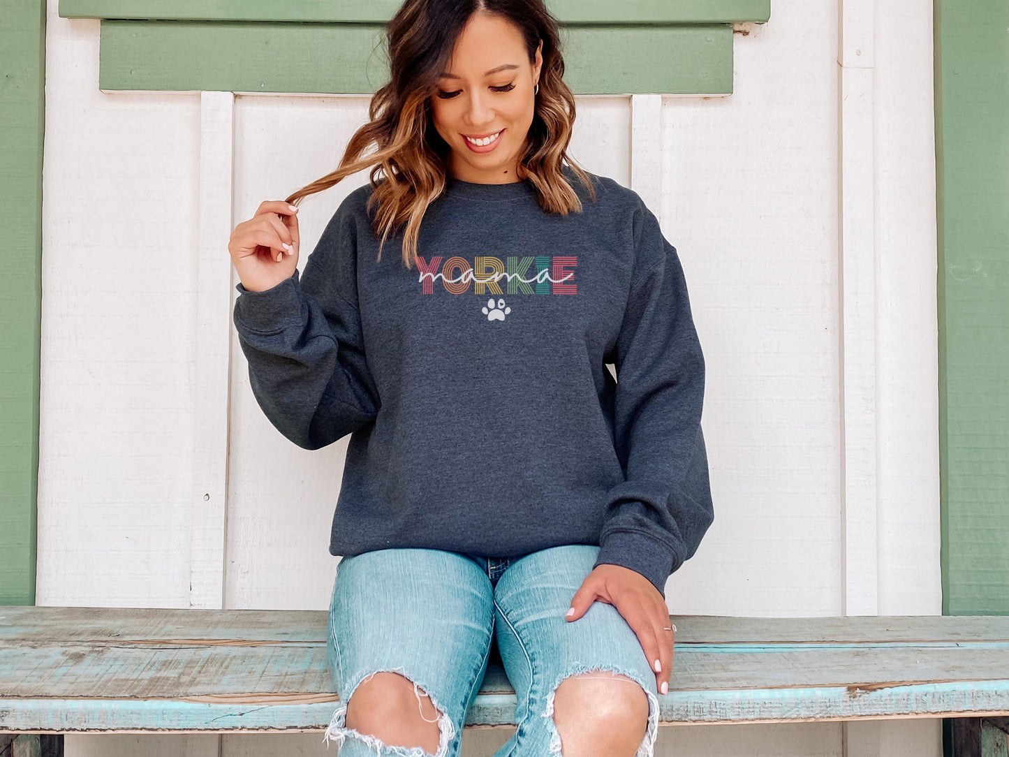 Retro Yorkie Dog Mom Sweatshirt