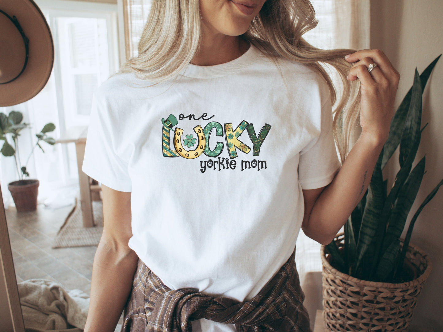 St Patricks Day Yorkie Dog Mom T-shirt