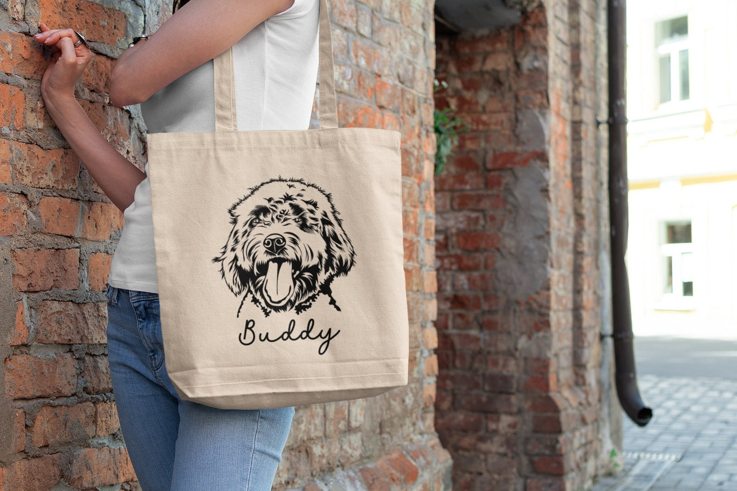 Personalized Goldendoodle Canvas Tote