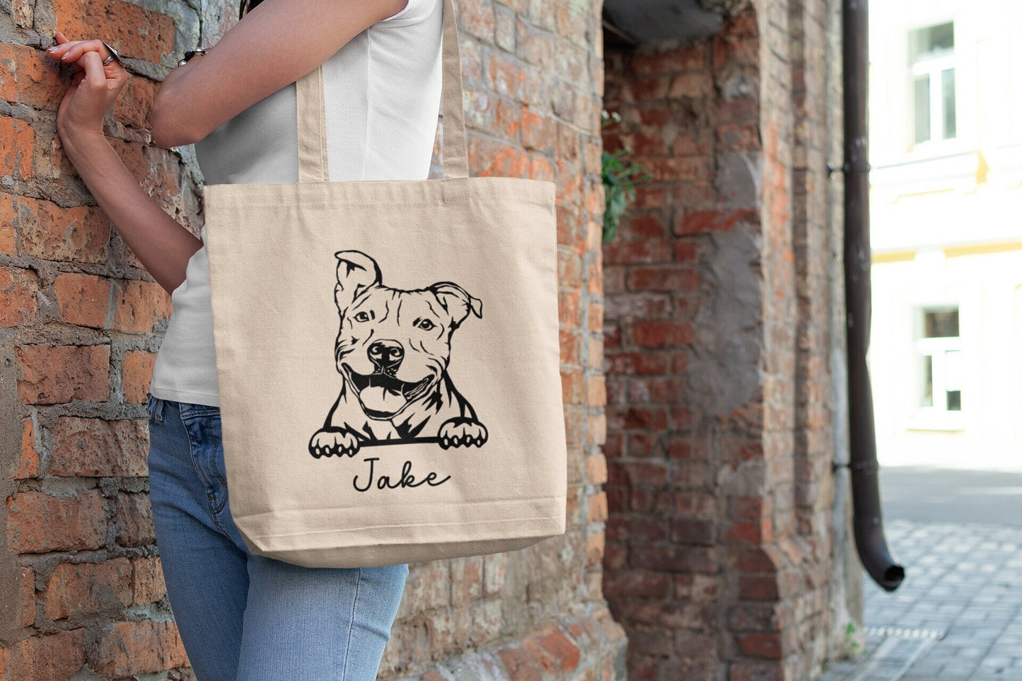 Personalized Pit Bull Canvas Tote