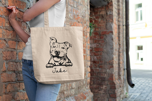Personalized Pit Bull Canvas Tote