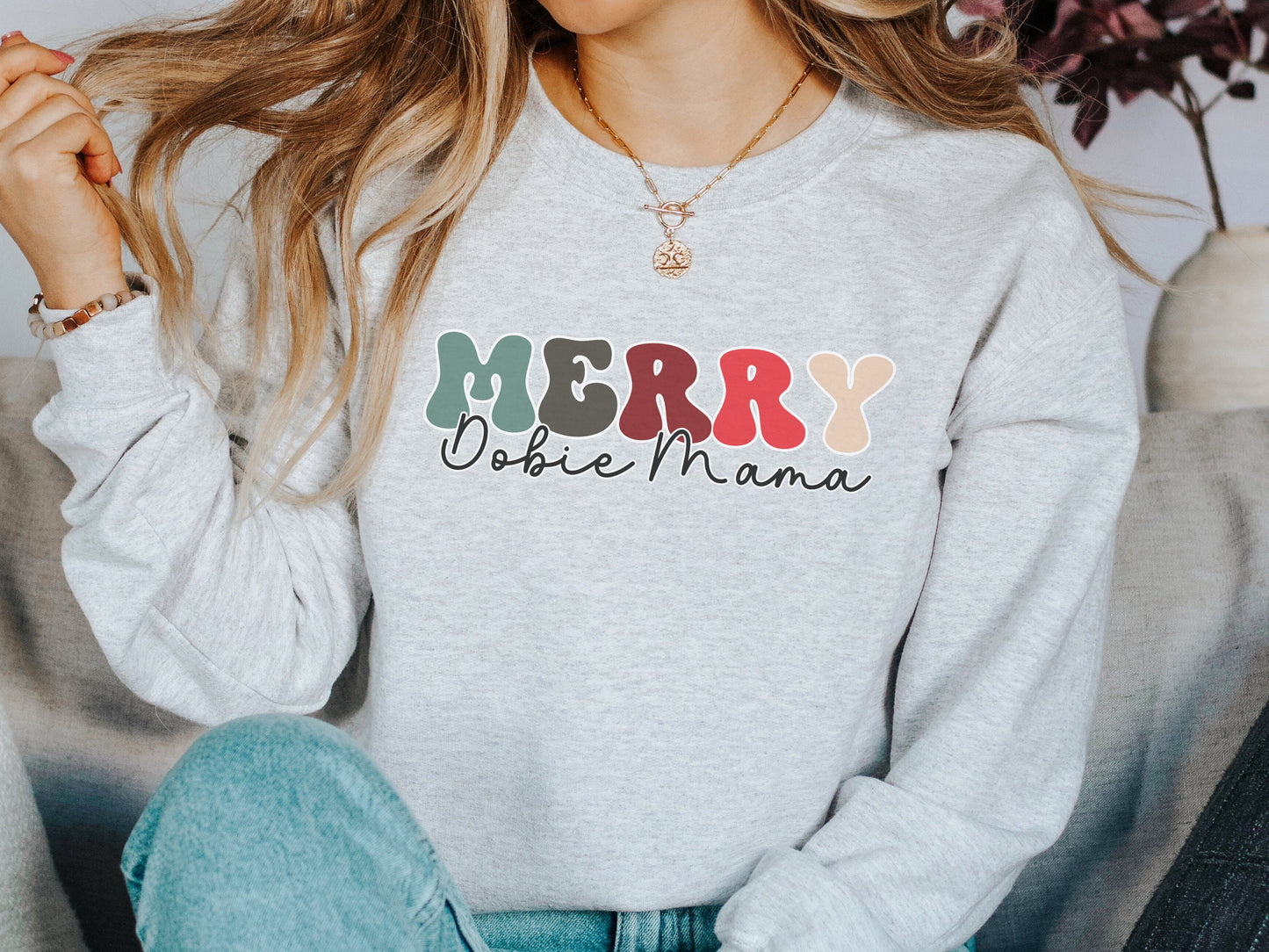 Christmas doberman dog mom sweatshirt