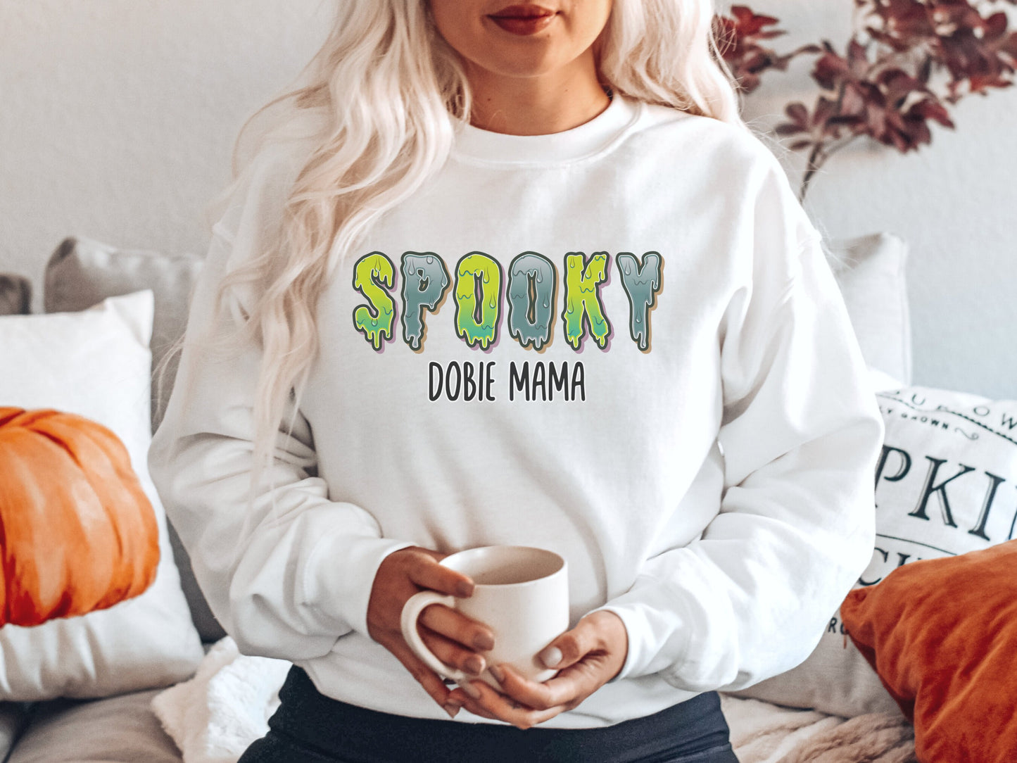Spooky doberman dog mom sweatshirt