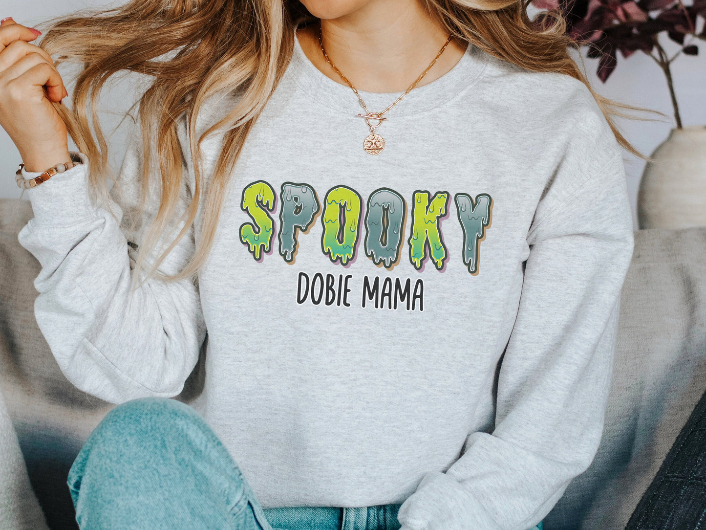 Spooky doberman dog mom sweatshirt