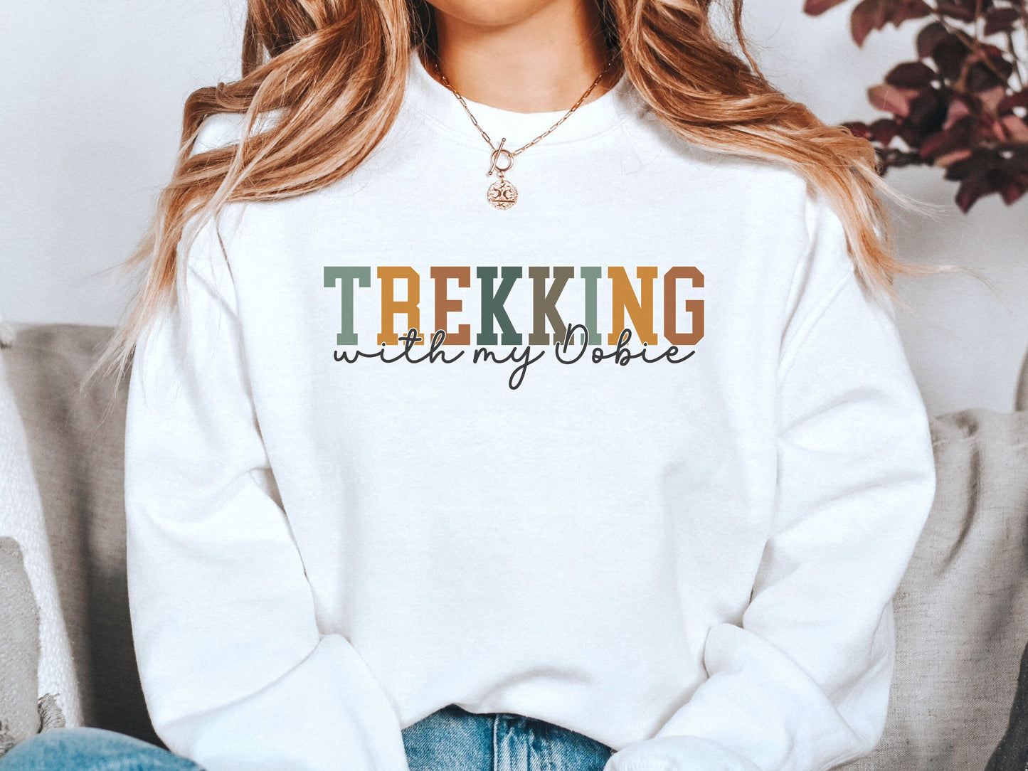 Hiking doberman dog mom sweatshirt