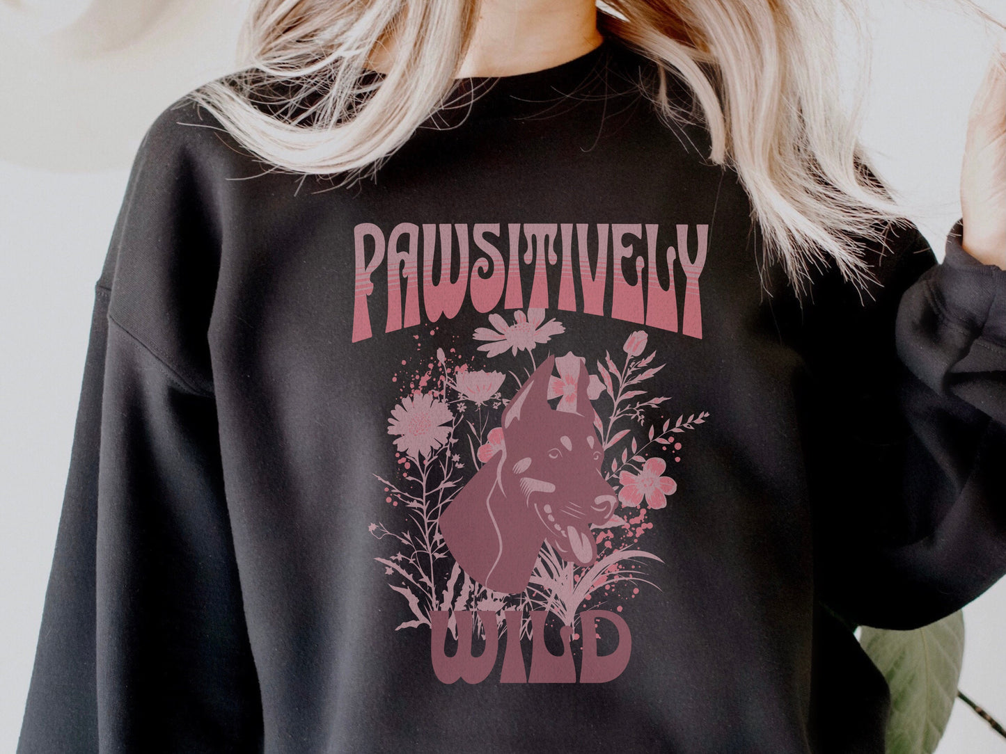 Monochromatic doberman dog mom sweatshirt