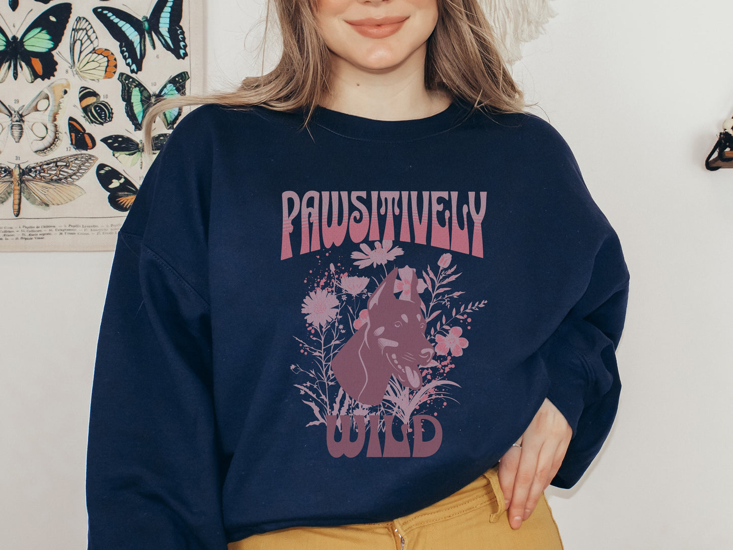 Monochromatic doberman dog mom sweatshirt