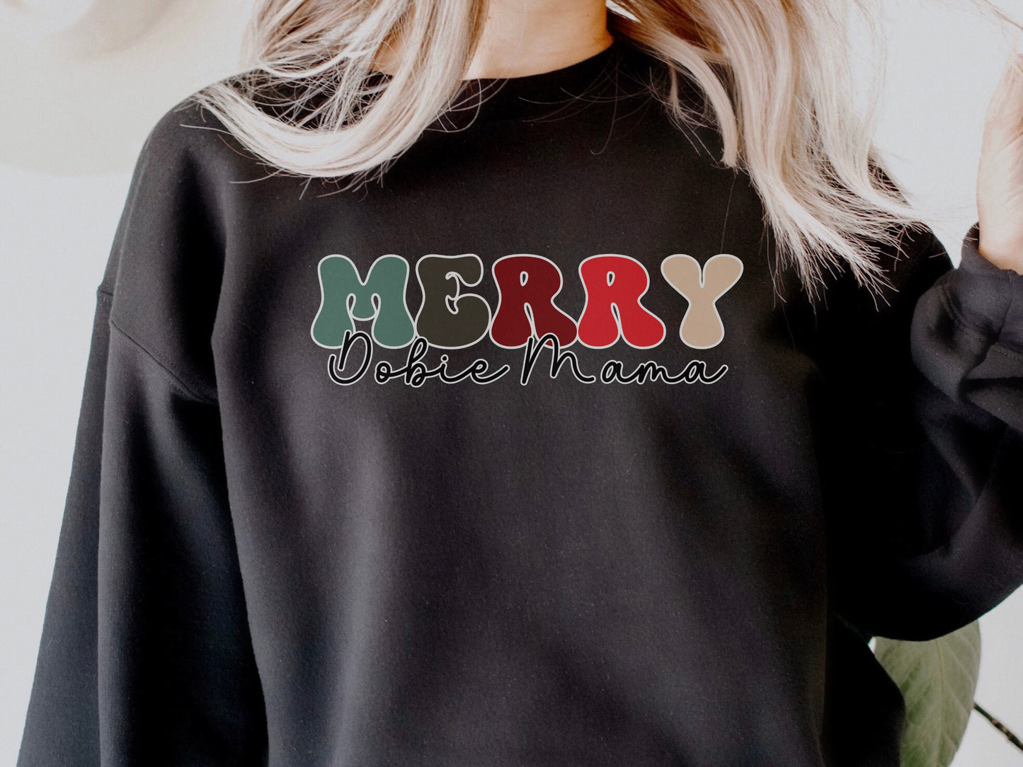 Christmas doberman dog mom sweatshirt