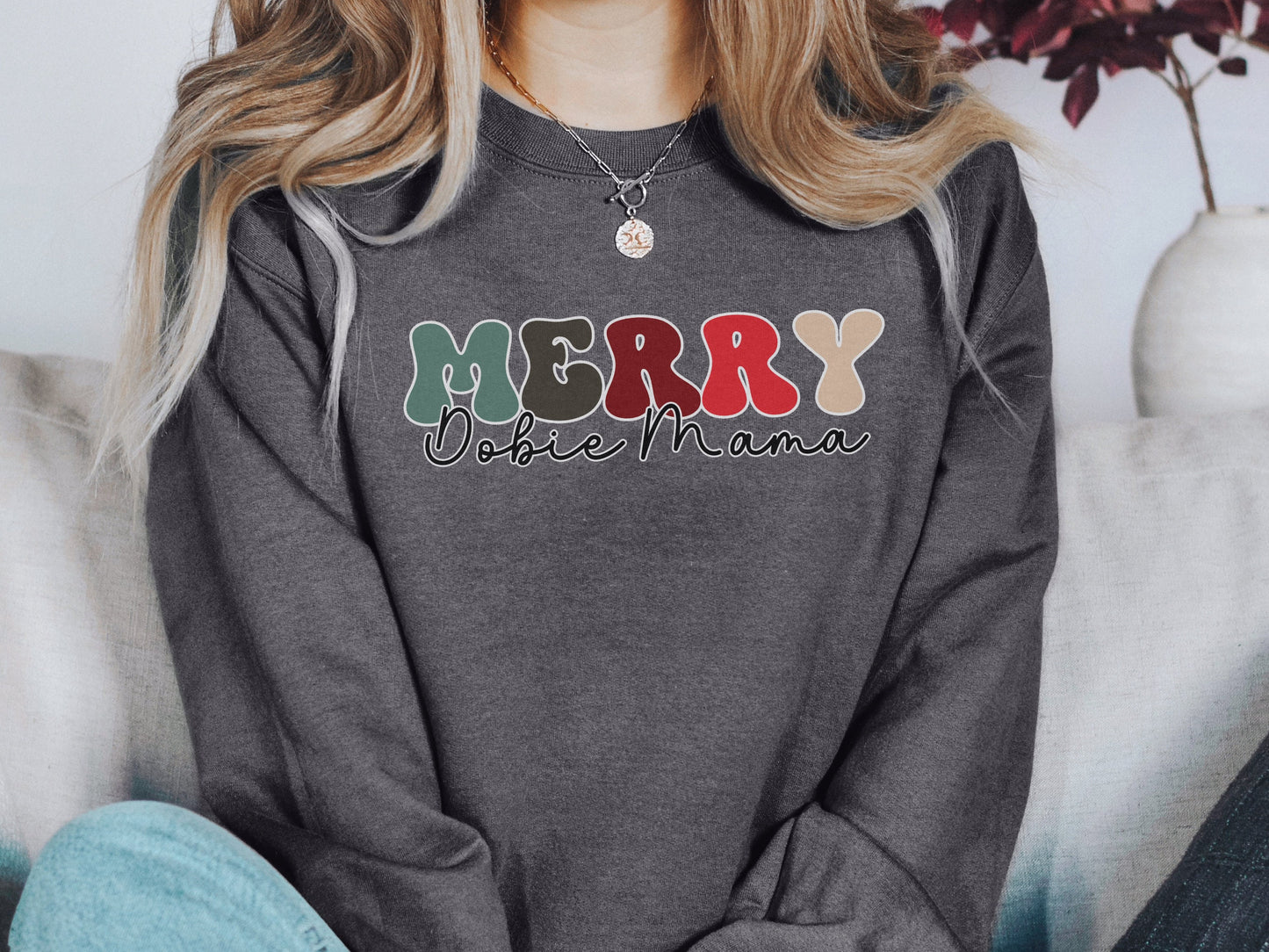 Christmas doberman dog mom sweatshirt