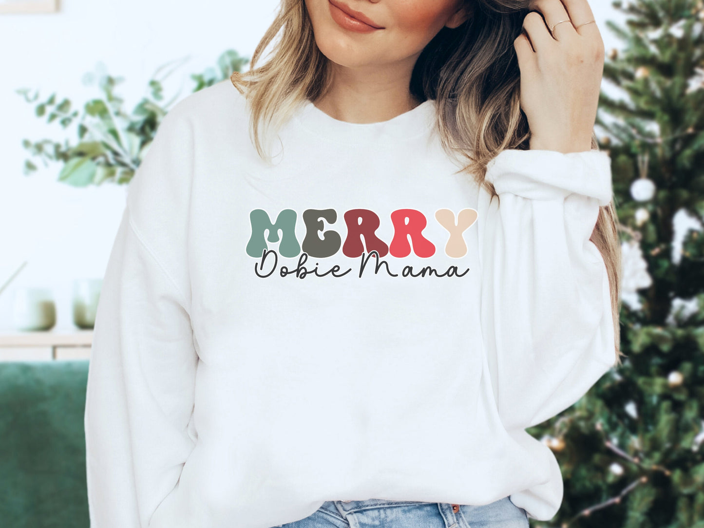 Christmas doberman dog mom sweatshirt
