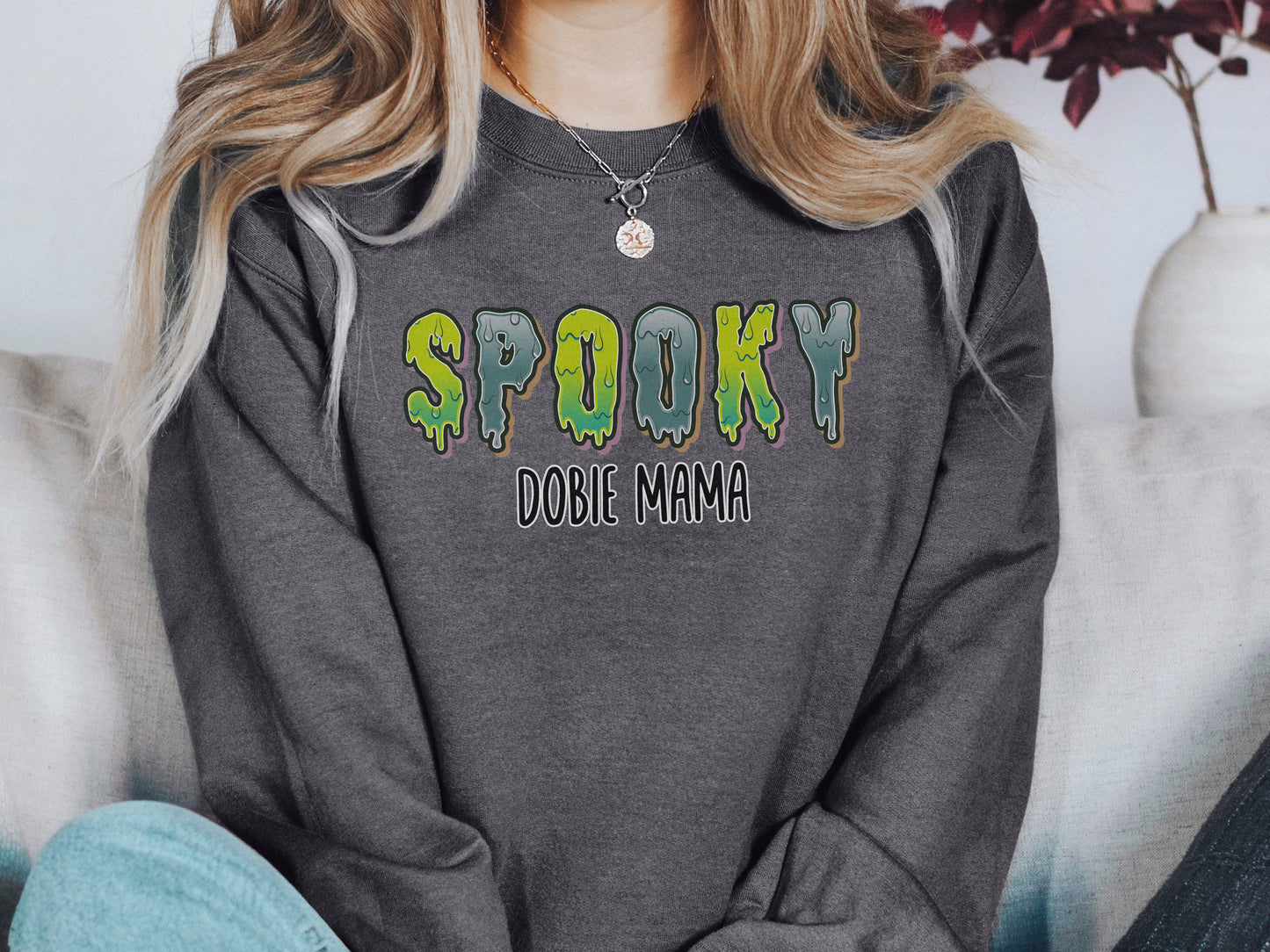 Spooky doberman dog mom sweatshirt