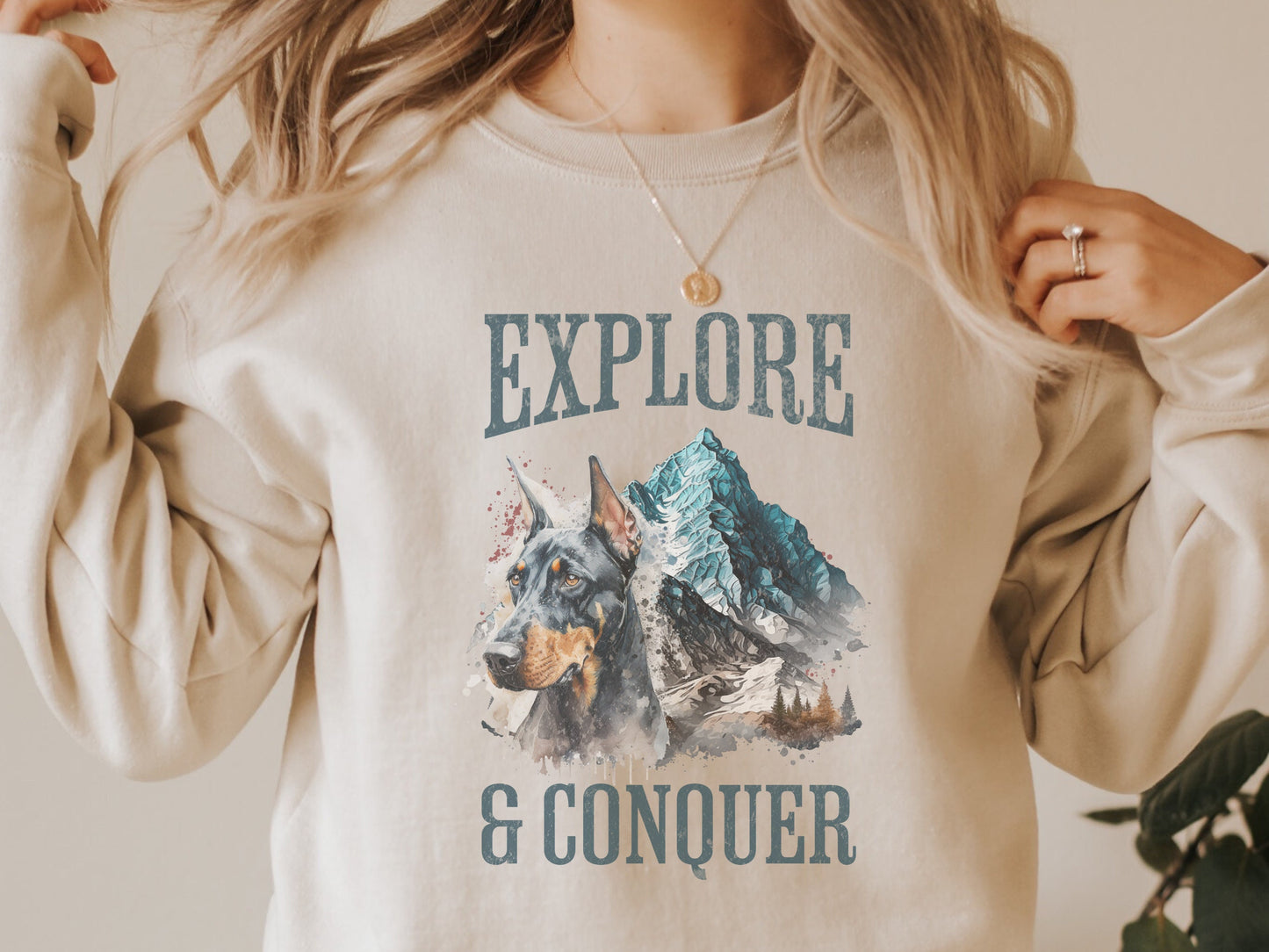 Camping doberman dog mom sweatshirt