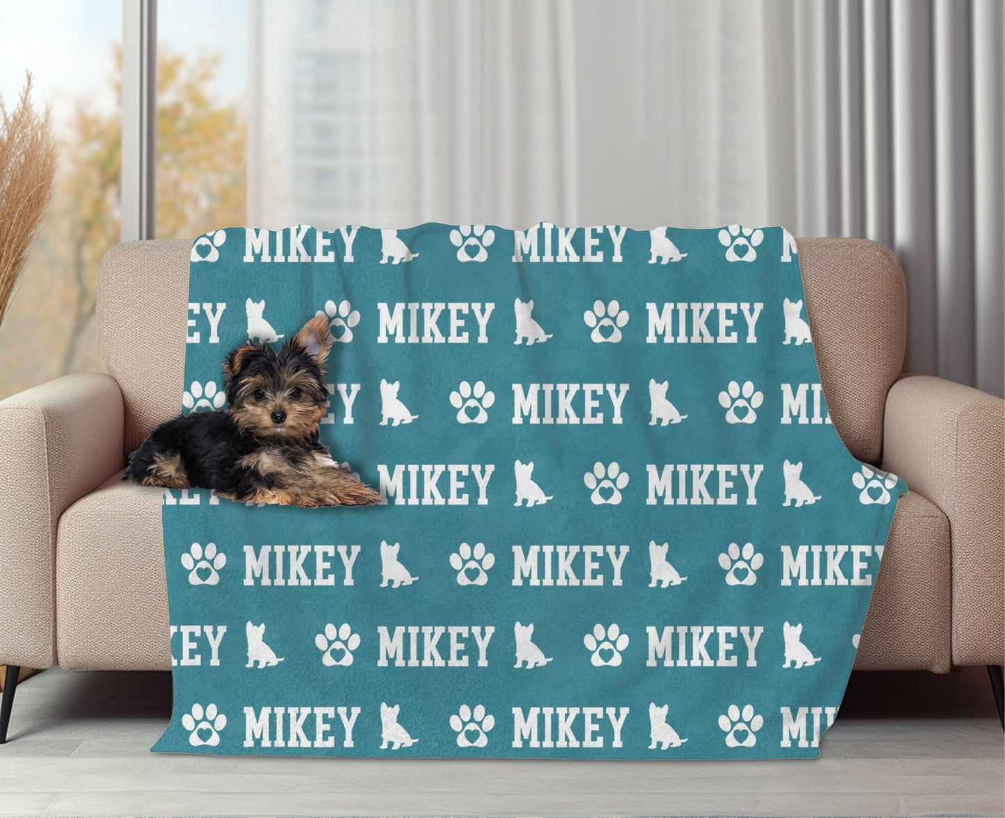 Personalized Yorkie Dog Blanket
