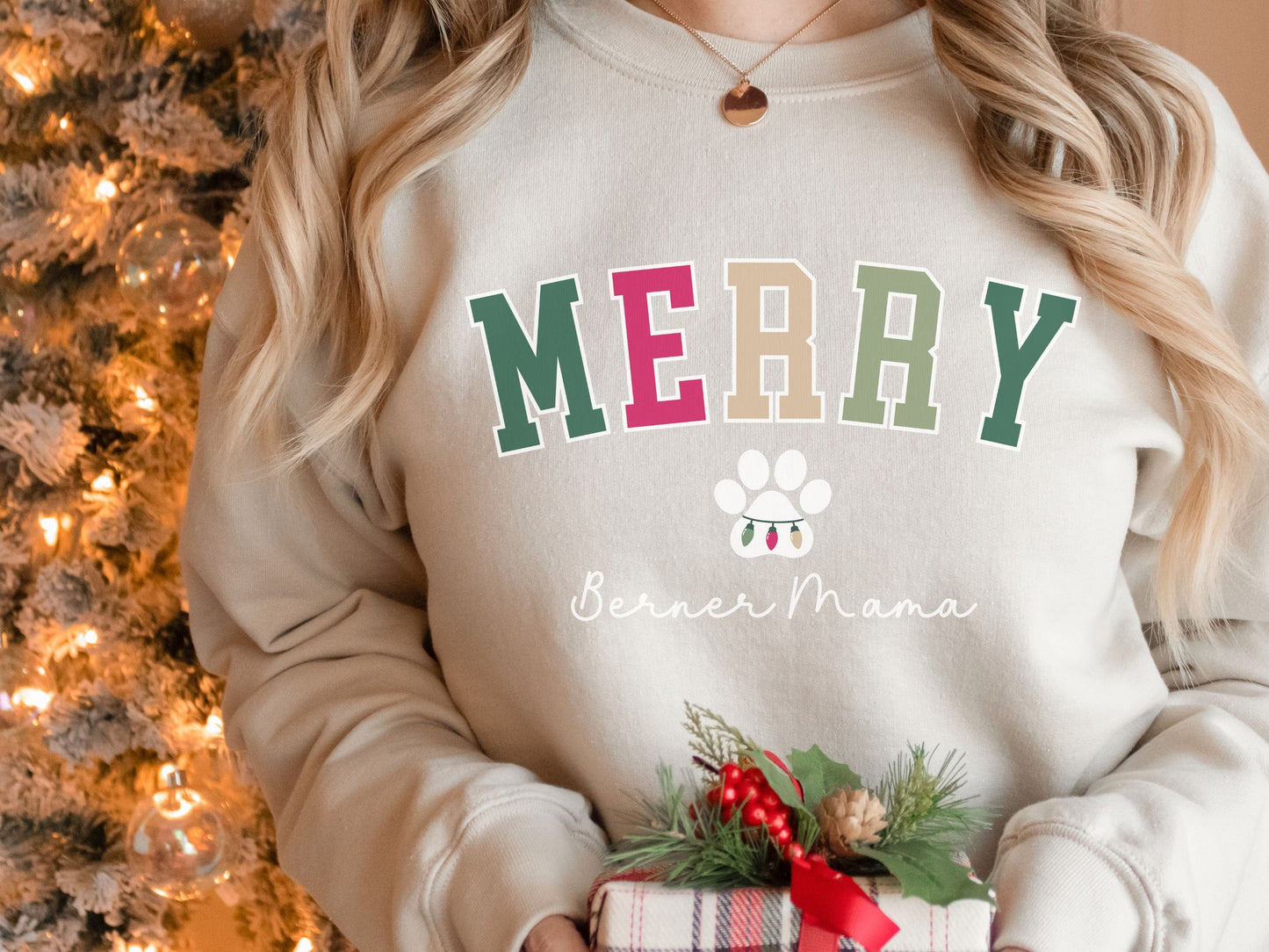 Christmas Bernese Mountain Dog Mom Sweatshirt